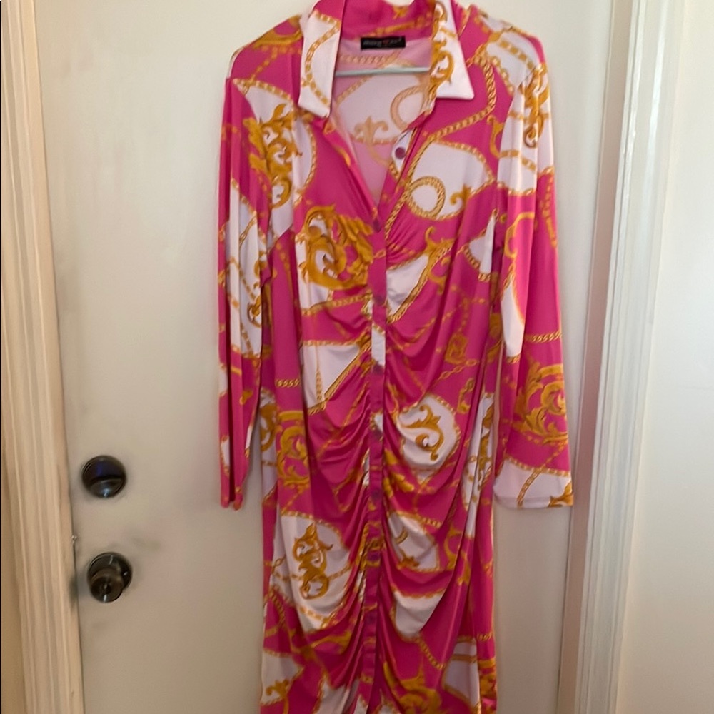 Plus Size Ruched Button Dress